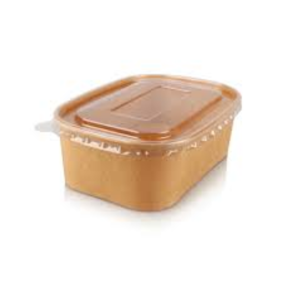 KRAFT RECTANGLE SALAD BOWL+LID 5PCS 750ML